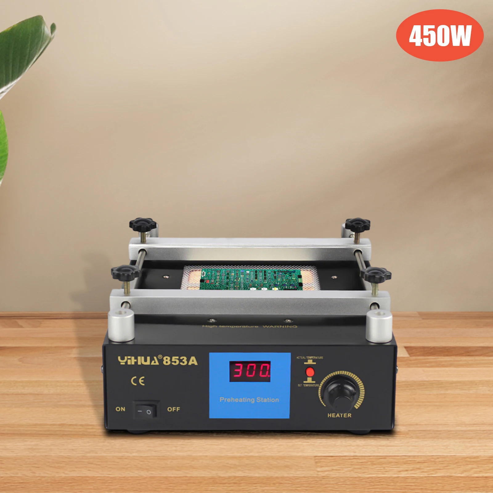 450W 853A Digital Preheat Soldering Station Hot Air Gun Preheat Station Infrared BGA Rework Ceramic Heating Welders Workplace