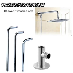 15-52cm Shower Head Extension Arm Wall Mounted Stainless Steel Rainfall Extend Pipe Tube Shower Holder Base Bathroom Accessories
