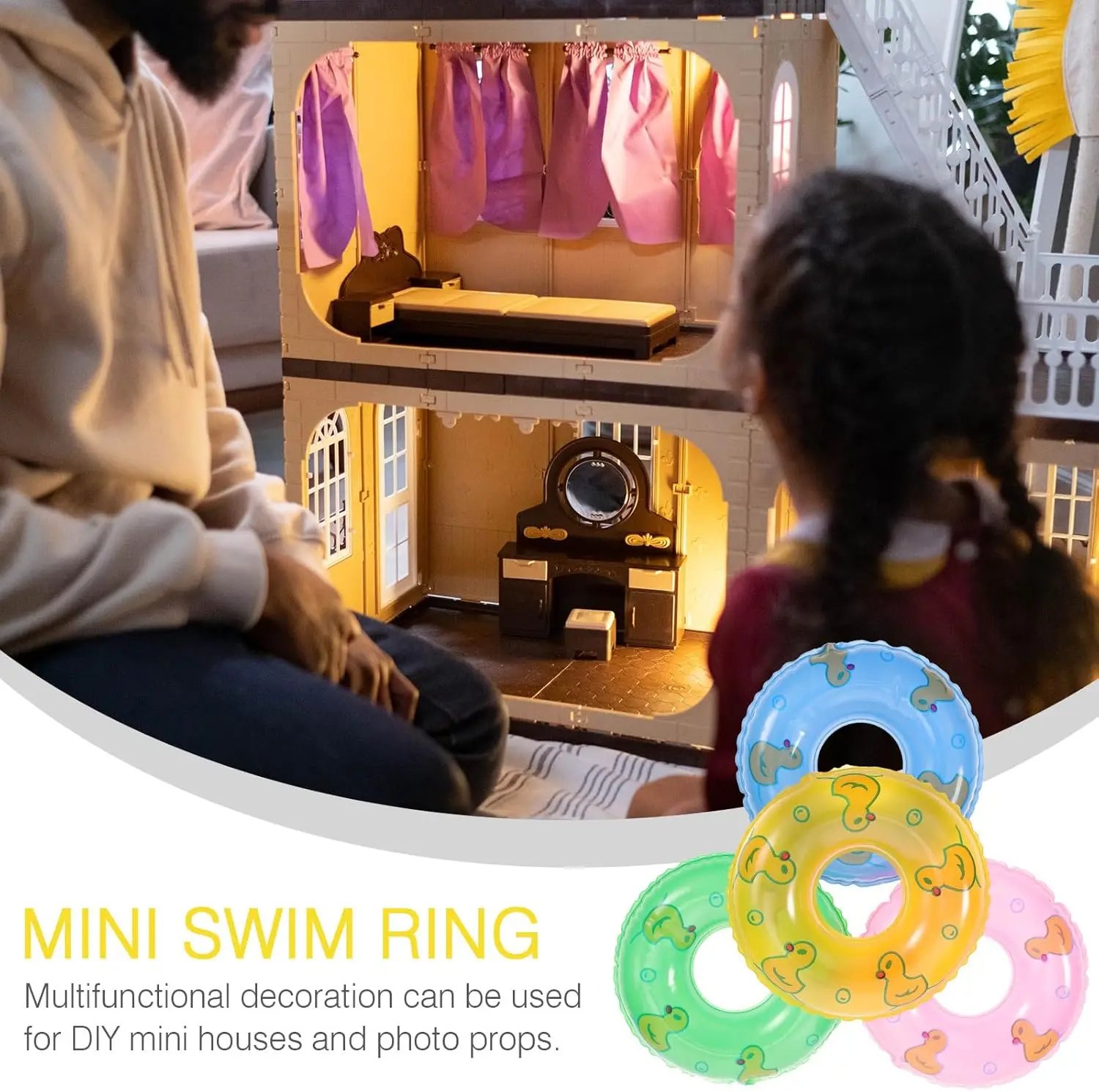 45 Stück Mini-Schwimmringe, Foto-Requisiten: Pool-Float-Spielzeug für Puppenhaus-Dekoration, Foto-Requisiten, DIY Mini-Hauszubehör, Hausornamente, pp