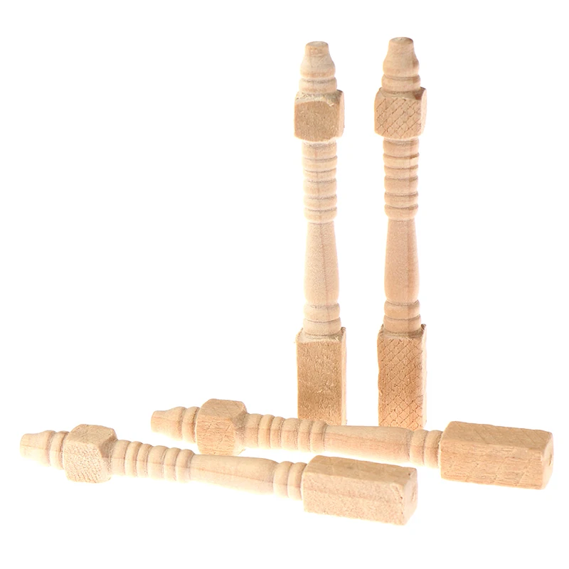 4Pcs 1:12 Dollhouse Miniature Wooden Chair Table Leg DIY Furniture Accessories Toys