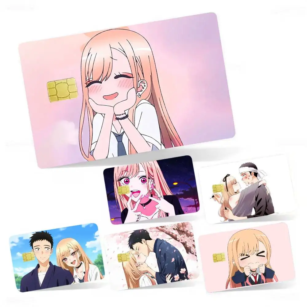 

Cute Cartoon My Dress-Up Darling 4pcs 1Set Laser Holographic Sticker Skin Cover for Credit Bank Debit Card