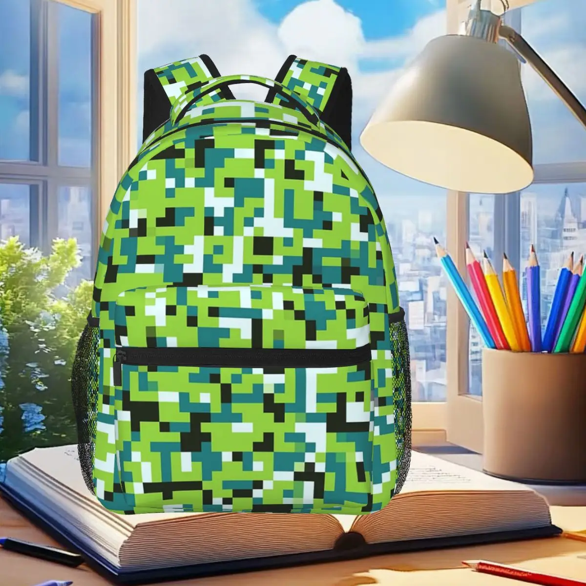 Pixel Mosaic Camouflage Backpack Student Boys Girls BookBag Kids School Bag Computer Shoulder Bags for Men Women