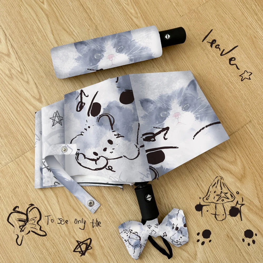 Fully Automatic Open Umbrella, Suitable For Sunny And Rainy Days, Triple Folding Umbrella,  Foldable Single Person Umbrella