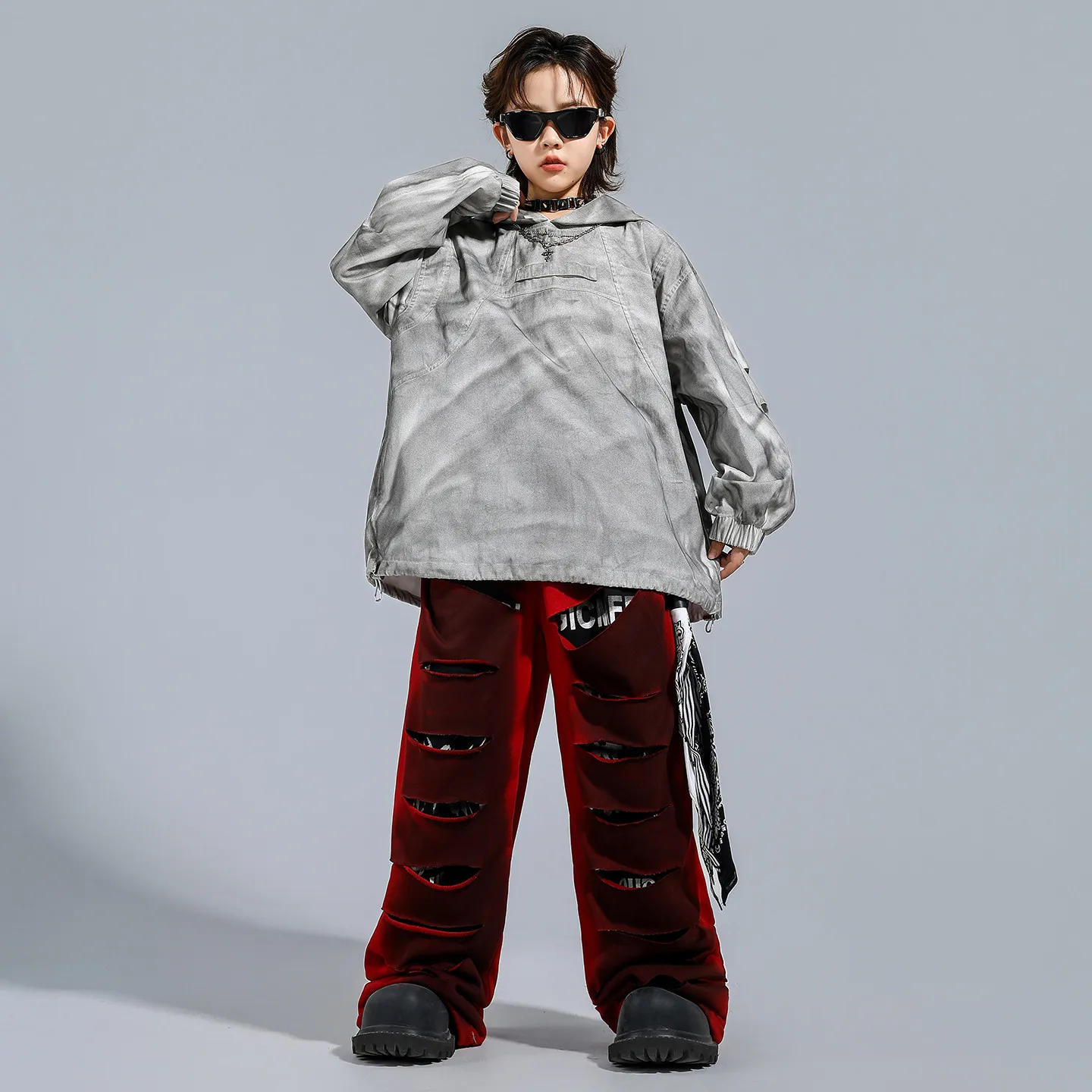 Costumes K-pop pour enfants, sweat-shirt à capuche ample pour garçons et filles, pantalon Cargo de danse de rue, Cool Streetwear, ensembles de vêtements de Jazz pour enfants