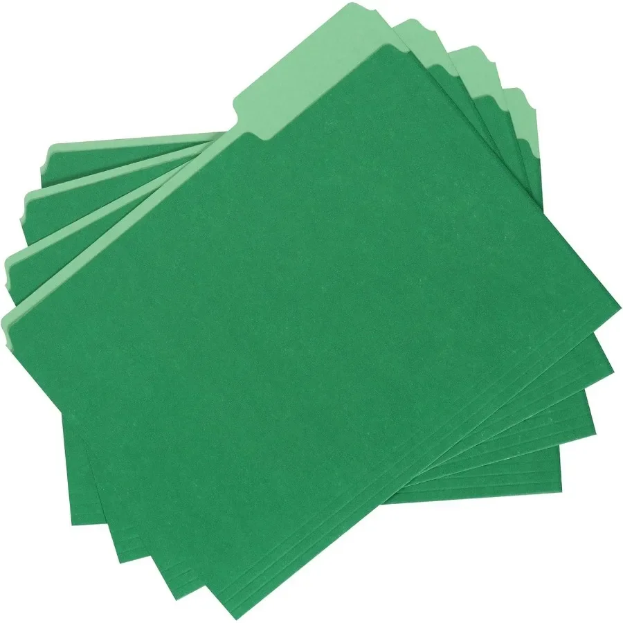 Vibrant Green 1/3-Cut Tab Folders Letter Size, 36-Pack for Office Organization & File Sorting, Home or School Use