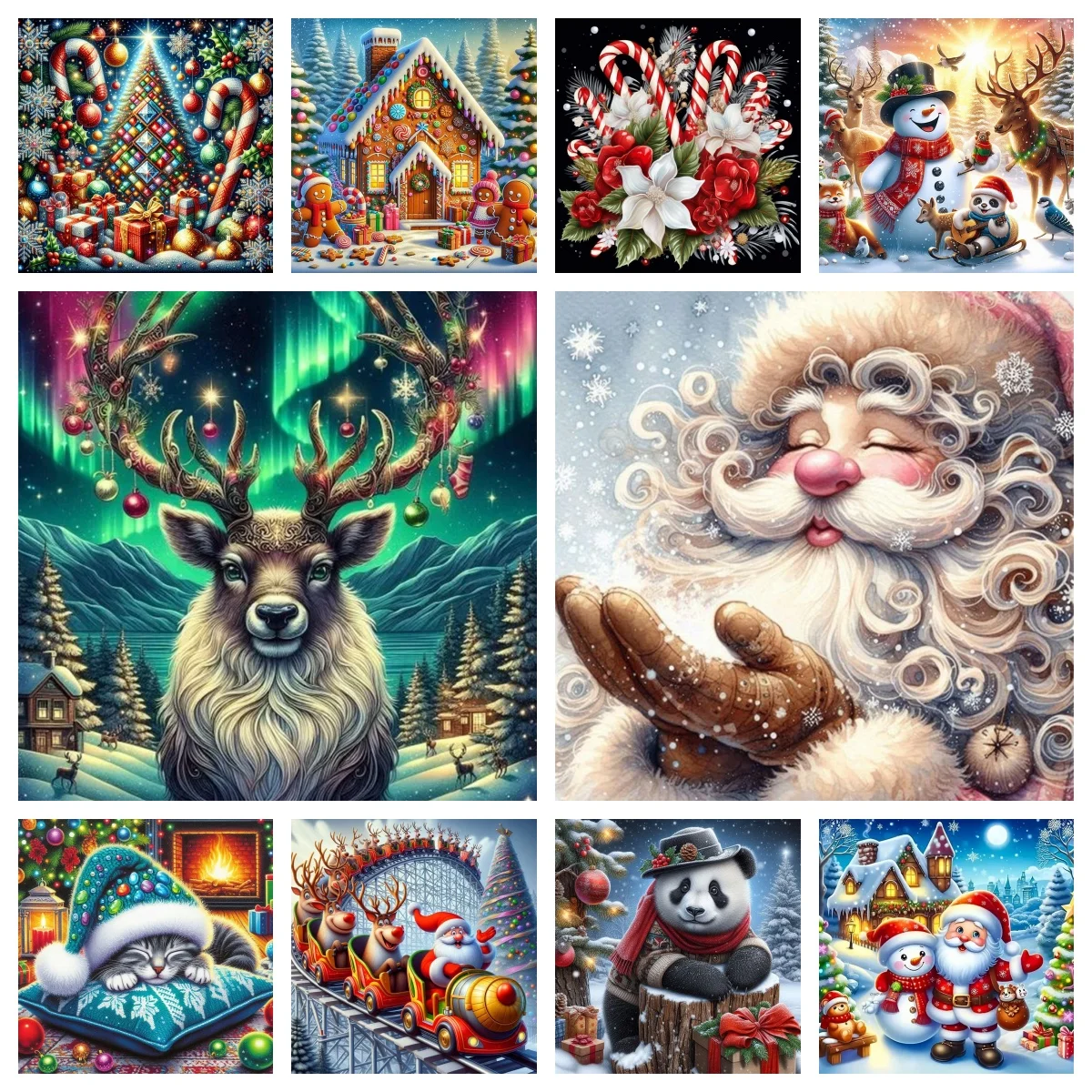 

Santa Claus DIY Diamond Art Painting Kits , Christmas Candy DIY Paint with Diamond Dots Gem Art , Christmas Reindeer Snowman