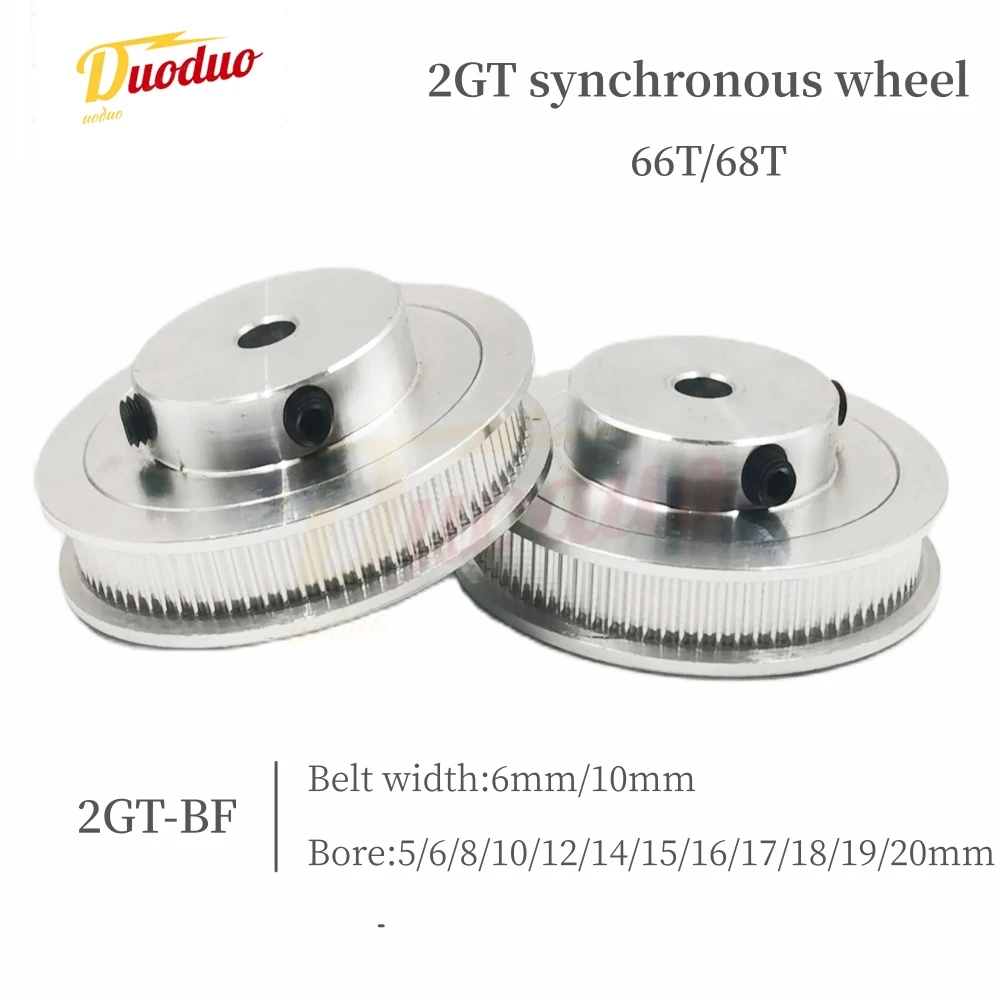 2GT/GT2 Timing Pulley 66T/68 Teeth Bore 5/6/8/10/12/14/15/16/17/18/19/20mm Tooth pitch 2mm Synchronous Wheels Belt Width 6/10/mm