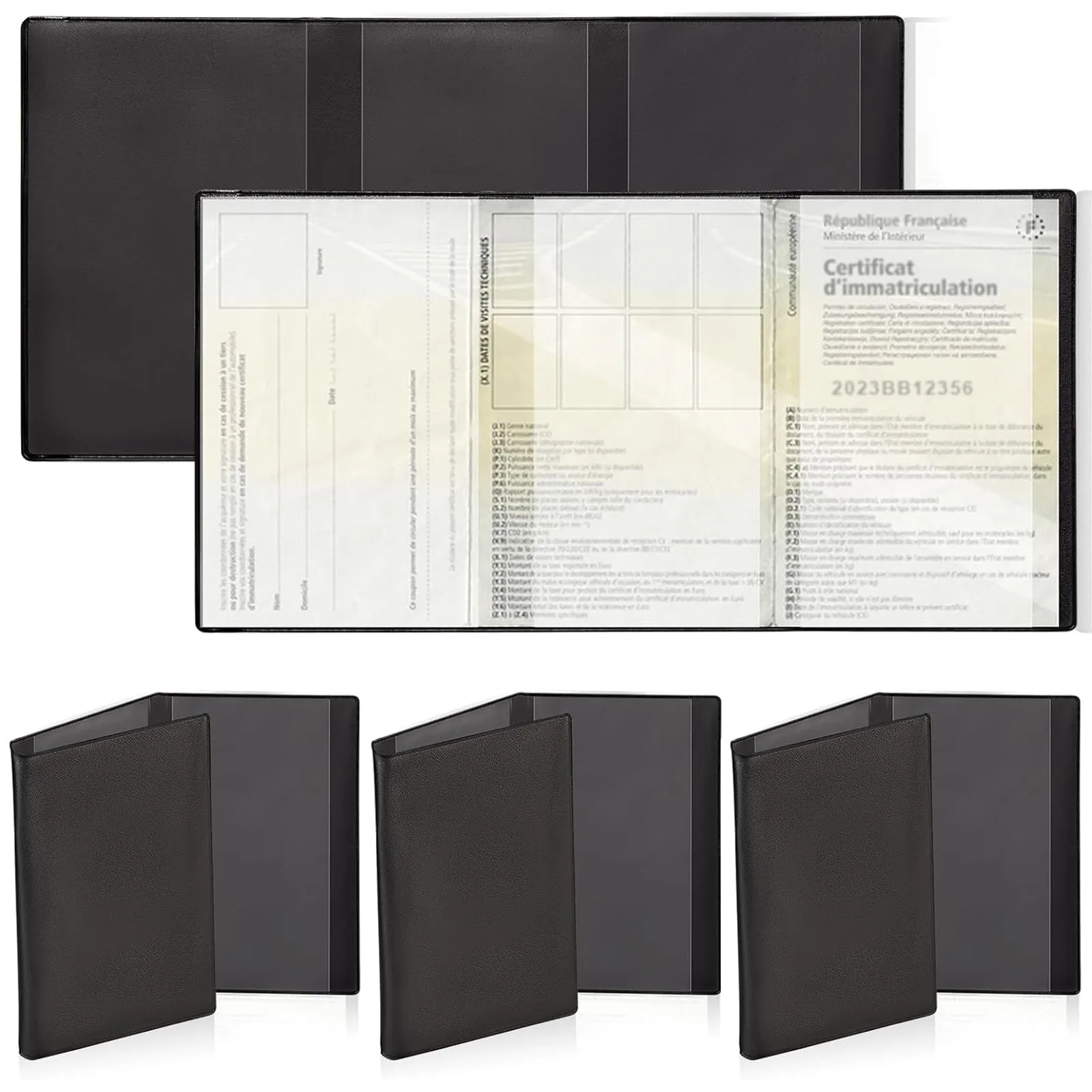 3 Pcs Gray Card Pocket Package and Registration Protection Cover Insurance-Plastic Transparent Pouch for Motorbike Car Documents