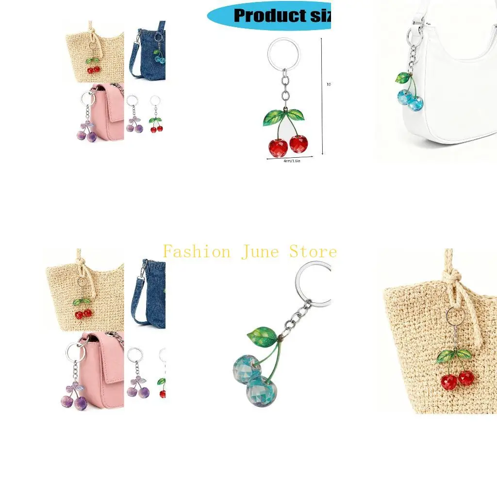 N5KA Vibrant Cherry Art Acrylic Keychain Double Sided Lightweight Construction For Casual Or Outdoor Activities