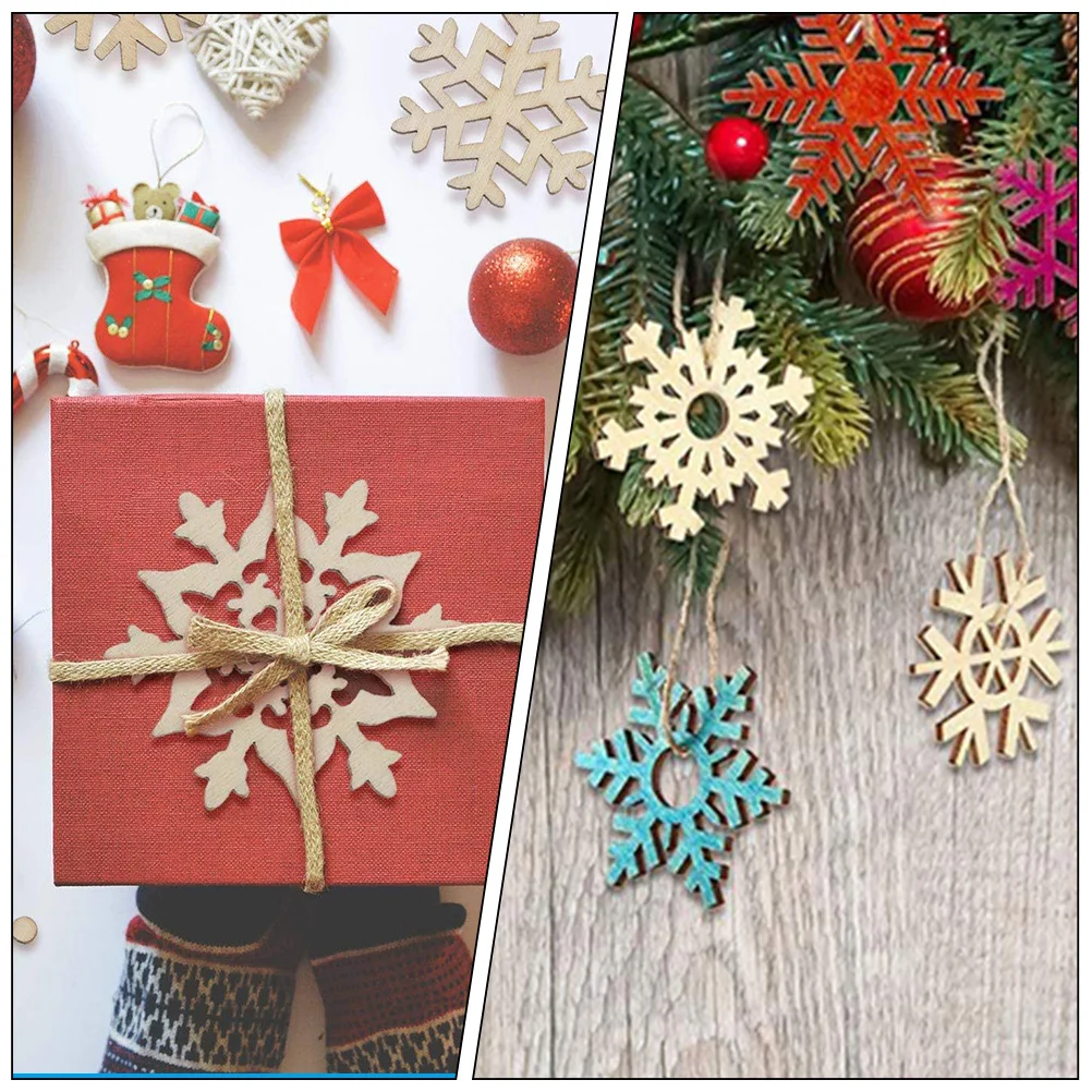 

100Pcs Unfinished Wooden Cutouts Snowflake Ornaments for Holiday Decoration Graffiti Accessories Unfinished Wooden Cutouts