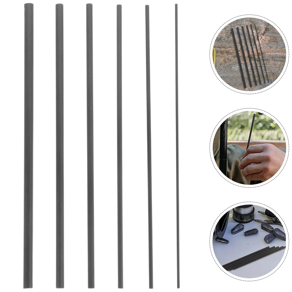 

6 Pcs Lure Rod Carbon Pole Repairing Fiber Fishing Supplies Solid Broken Accessories Tool