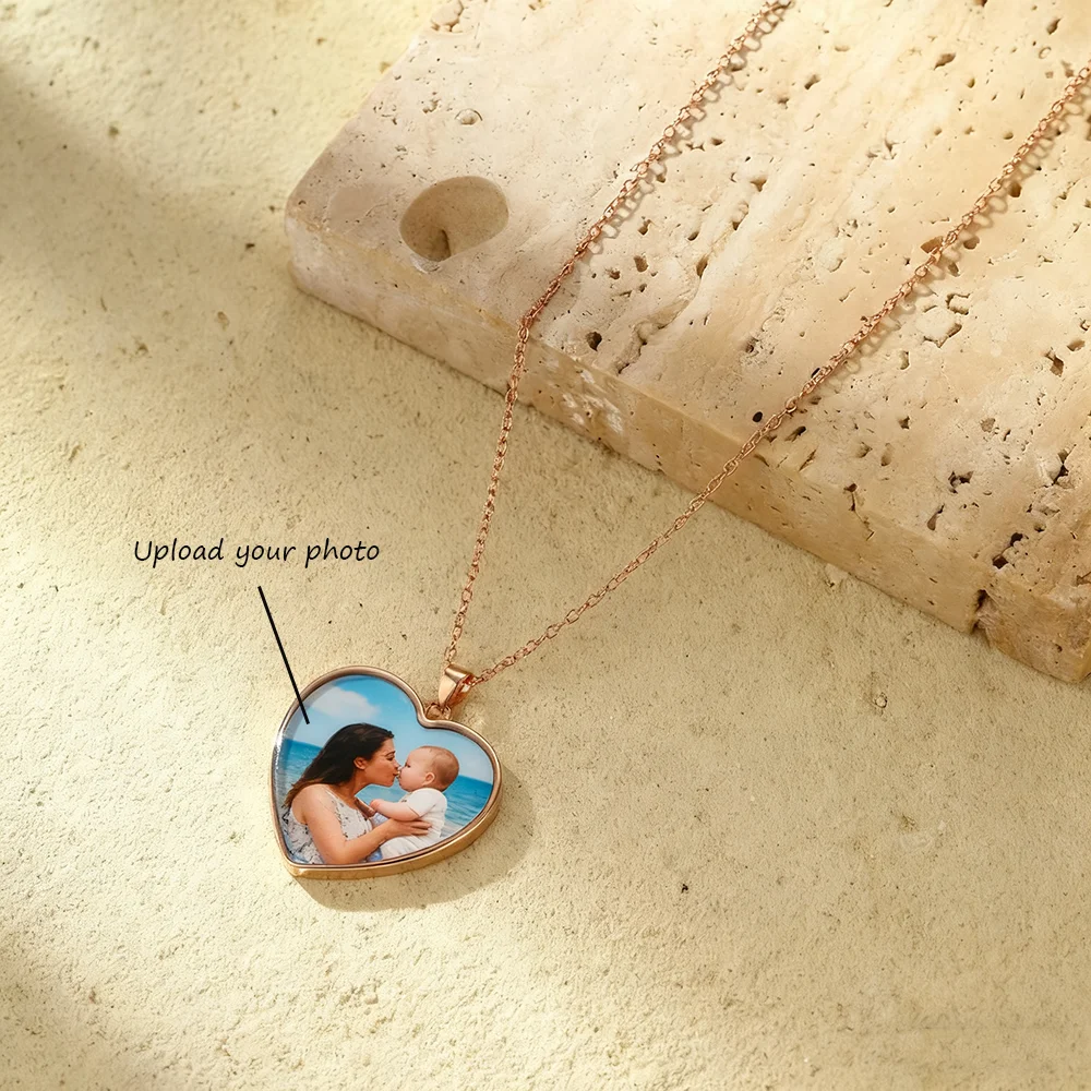 

Custom Newborn Photo Peach Heart Necklace Personalized Baby Accessory Precious Birth Memento Perfect For Infant Welcome Party