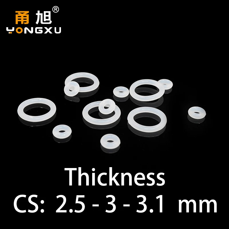 O-ring thickness 2.5/3/3.1mm CS silicone VMQ sealing high temperature resistant gasket rubber ring complete in specifications