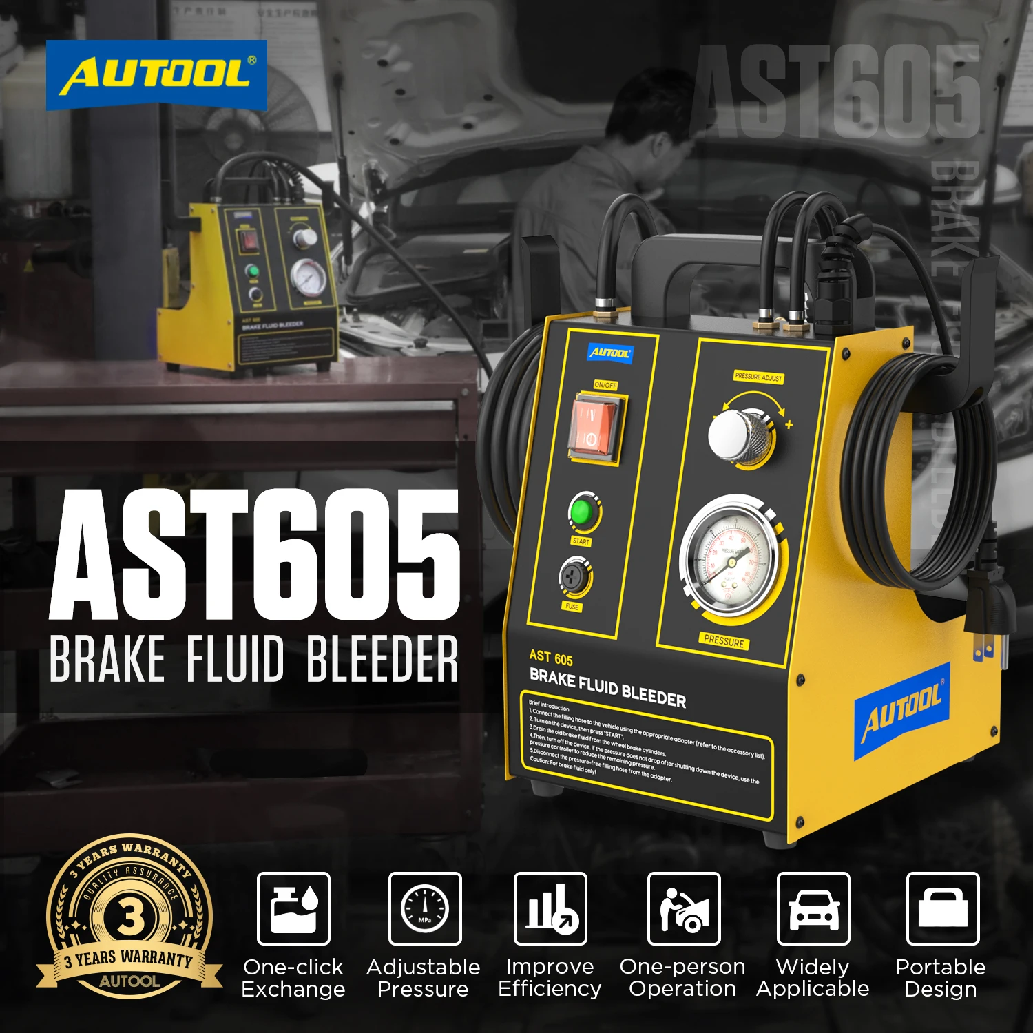 

AUTOOL AST605 Brake Oil Changer Exchanger Oil Pump Brake Oil Exchanger Car Brake Purge Oil Pump Automobile Brake Oil Exchanger