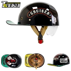 Casco de motocicleta Retro para hombres y mujeres, gorra de béisbol, medio casco de carreras, casco de Moto, gorra de protección con certificación DOT, Vintage