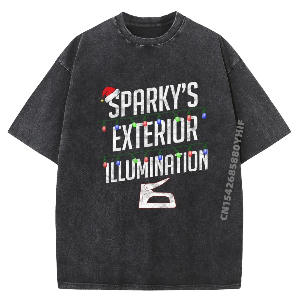 

Exterior Illumination Expert Sparky Graphic T Shirts Luxury Clothes Men Leisure Washed Shirt Memorial Day