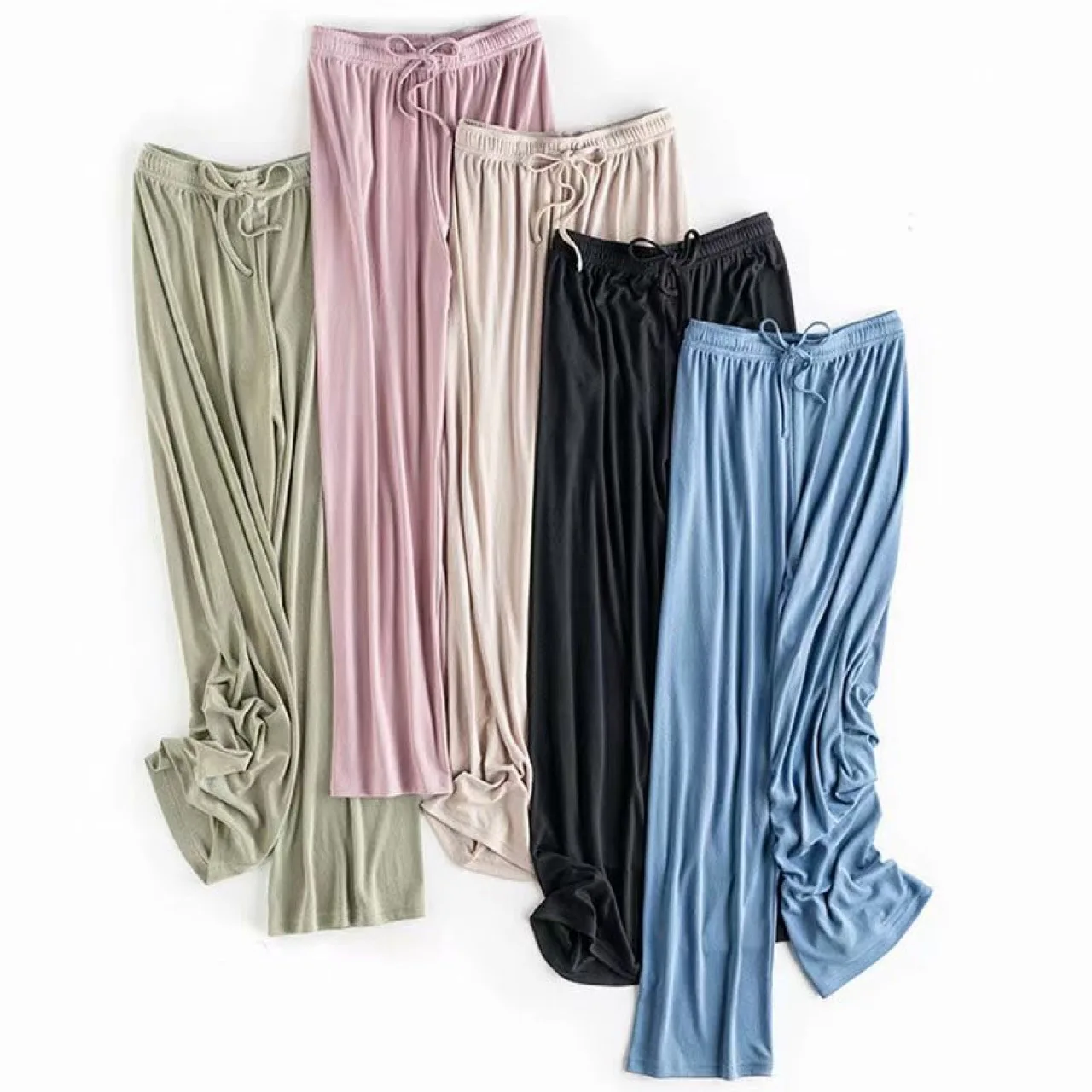 Spring Ice Silk Urban Casual High Waist Trousers easiest for match Wide Leg Pants straight-leg Korean Style loose Pants