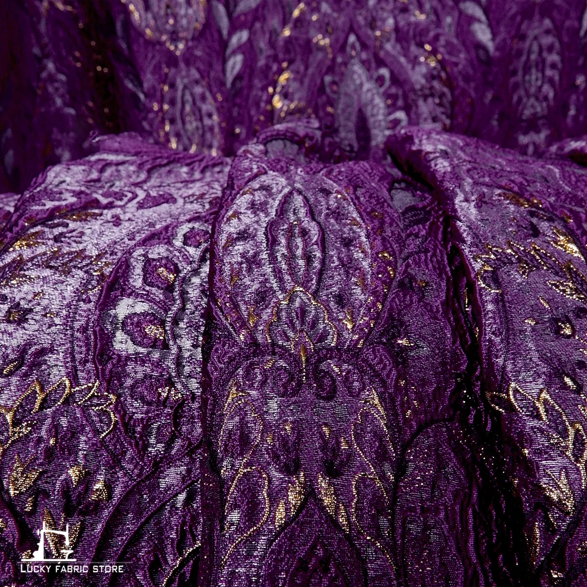 Purple exotic palace style bright silk blend three-dimensional texture embossed jacquard fabric jacket designer fabric