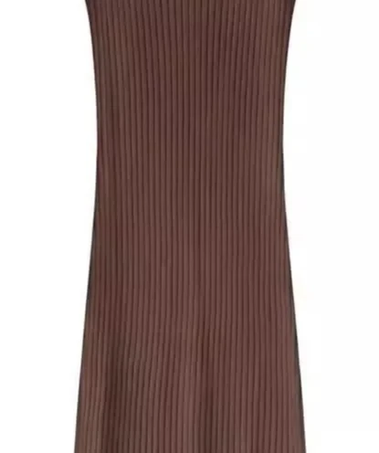 Lente zomer elegante afslankende gebreide vestrok middellange zwarte binnenbasisrok mouwloze tankjurk