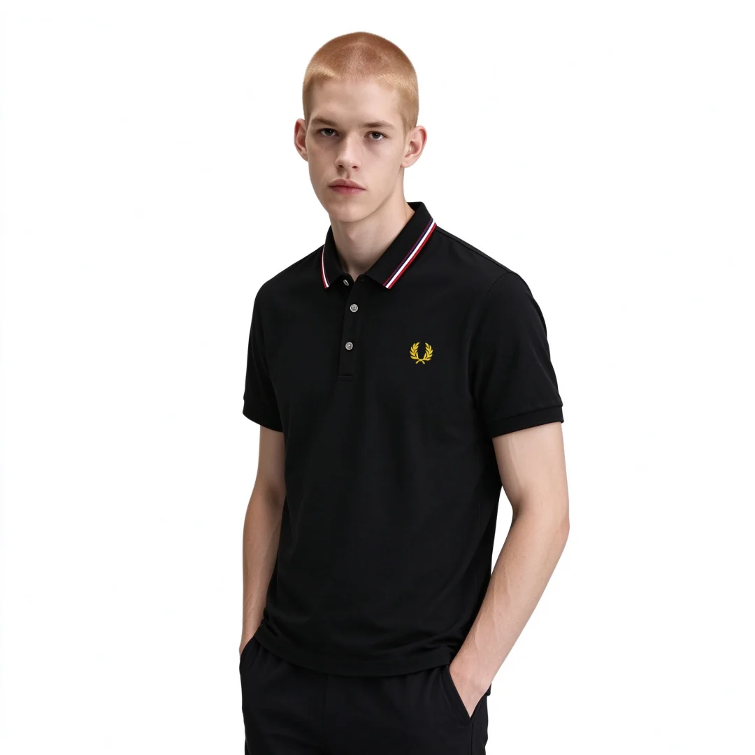 Fred Perry Embroidered POLO Men's FP Lace Collar Solid Color Short Sleeve Business Casual T-shirt Top