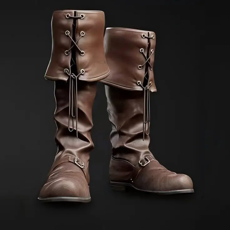 

New Medieval Viking Knight Boots Retro Renaissance Pirate Leather Boots Men Cosplay LARP Role Playing Shoes
