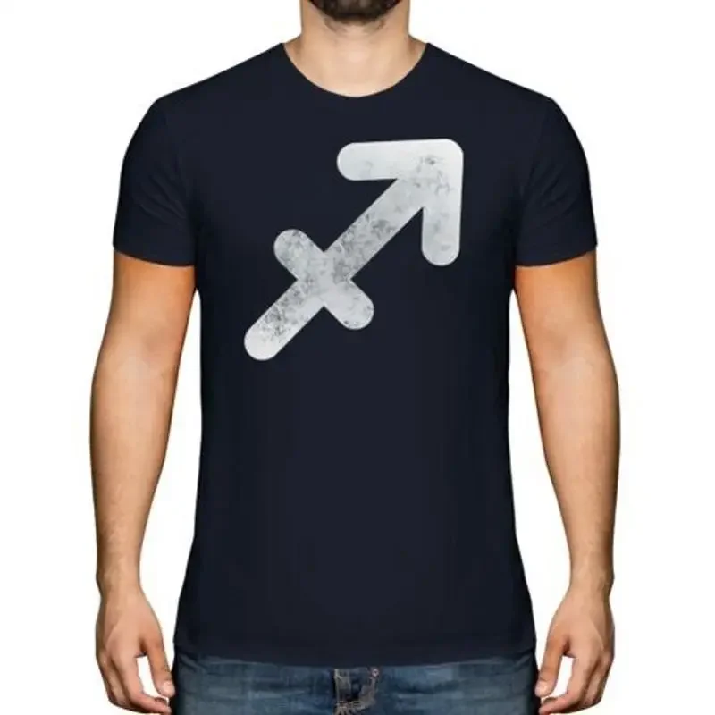 Sagittarius Zodiac Sign Afflict Print T-Shirt Vintage Design Top