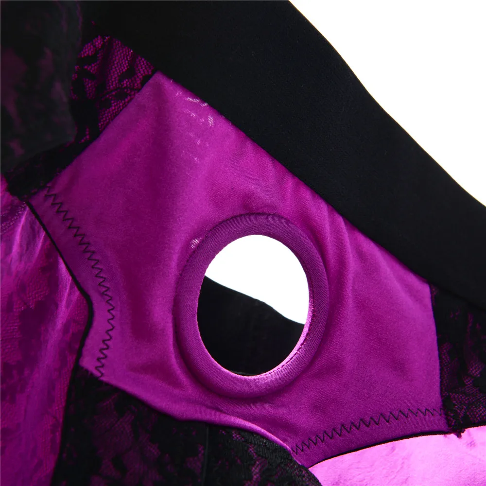 Sexy Briefs Lace Backless Underwear Wearable Strap on Harness Panties For Women Men Sexy Lingerie Open Penis Hole Gay Panties