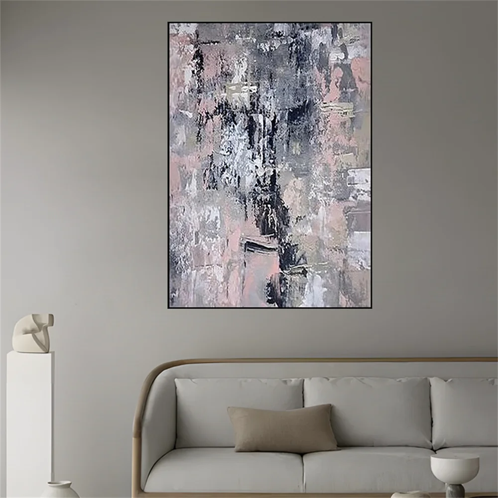 

Nordic Blue Texture Home Aesthetic Poster Fashion Wall Art Pictures Handmade Oil Painting On Canvas Mural For Living Room Decor