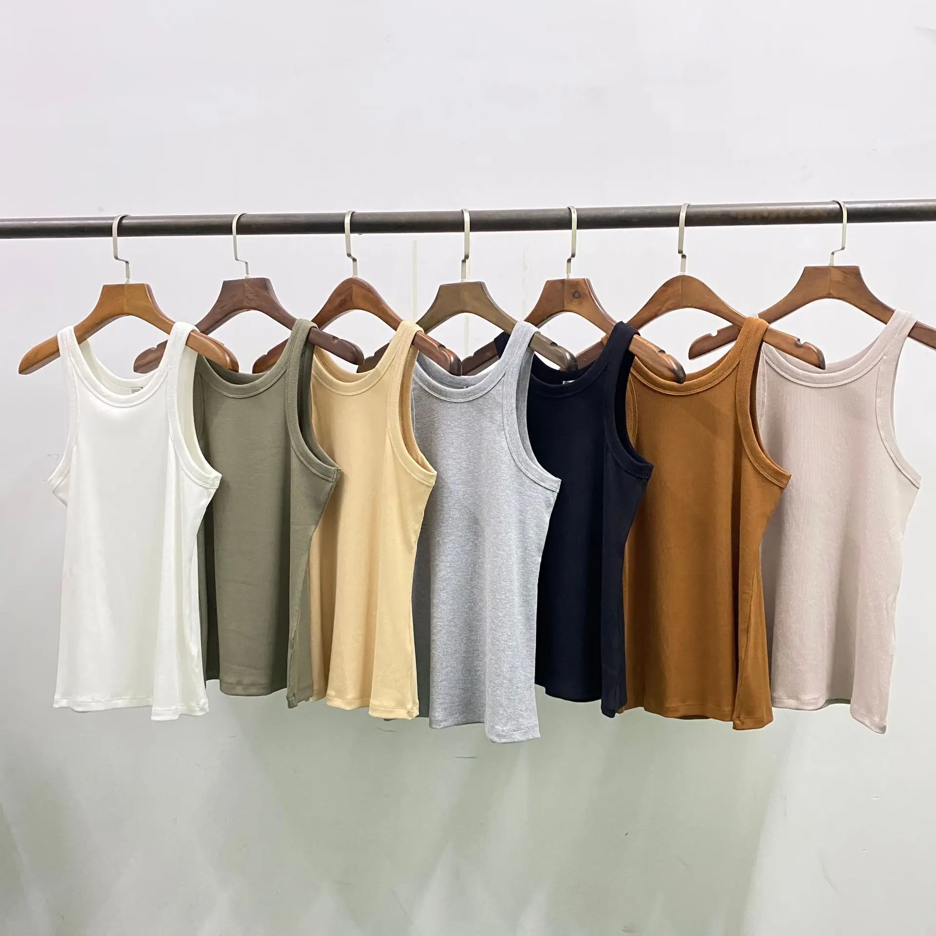 Women's clothing Four season simple and versatile easy to wear solid color Nordic niche vest top camisoles vests T-shirts tops