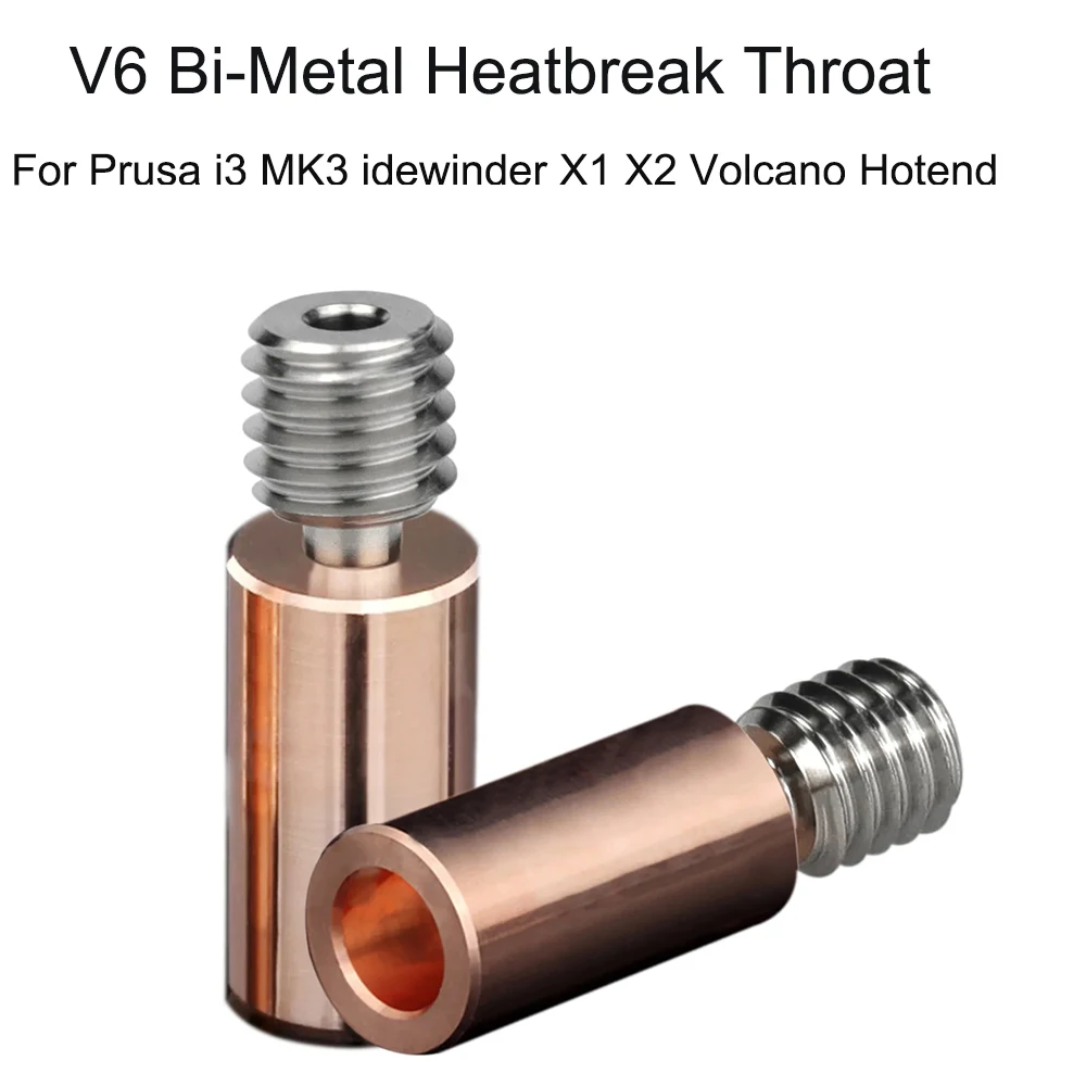 

V6 Bi-Metal Heatbreak Throat for E3D V6 Volcano Hotend Heater Block Fit Prusa i3 MK3 Artillery Sidewinder,Genius 1.75MM Filament