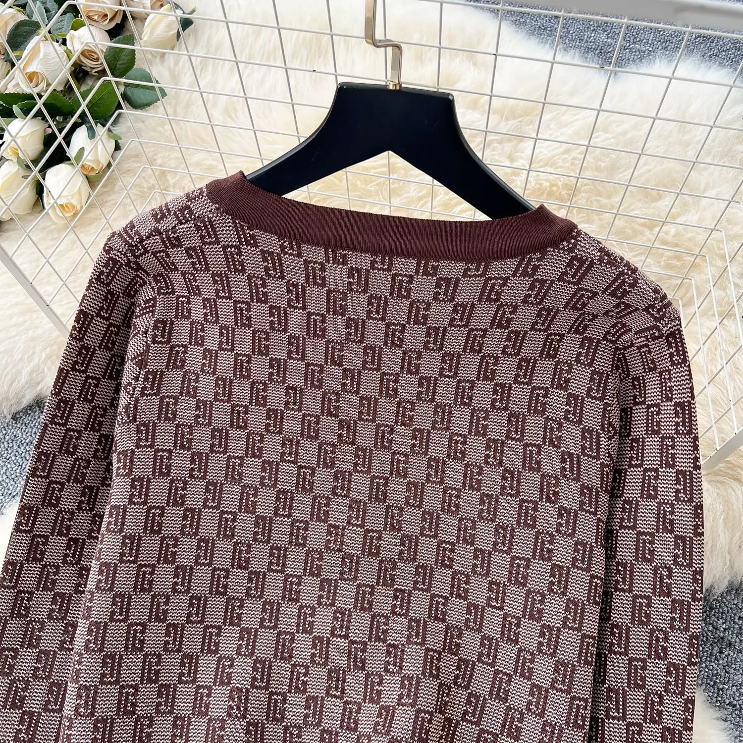 Conjunto de pantalón para mujer, conjuntos de dos piezas, suéteres de manga larga con cuello redondo, Tops, pantalones largos de pierna ancha, cintura elástica estampada, ropa de calle Y2k