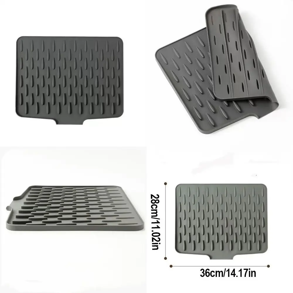 Silicone Kitchen Drainage Mat Heat Resistant Sloped Silicone Drain Mat Multi-Function Non-Slip Base Cutting Board Pad