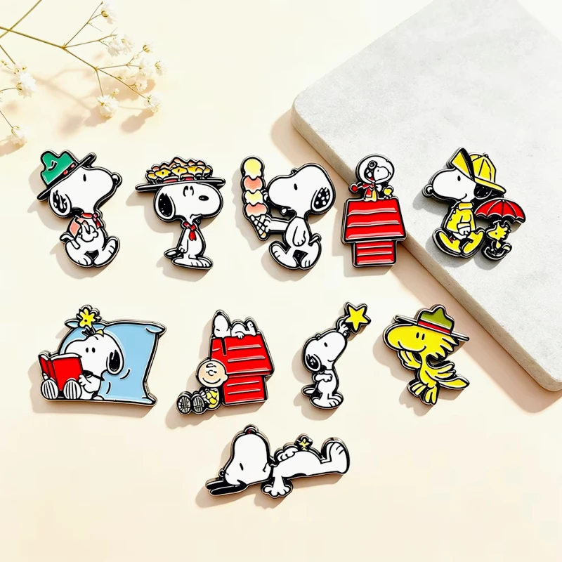 10Pcs Set Cute Cartoon Puppy Dog Enamel Pins Collectible Metal Lapel Brooches Ladies Students Badges Decorative Backpacks Gifts