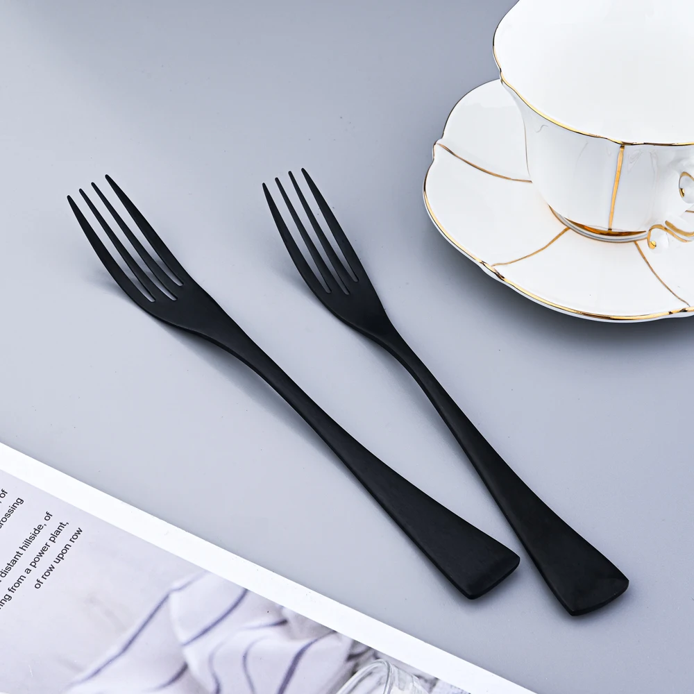 Black Matte 304 Stainless Steel Cutlery Set Steak Knife Dessert Fork Spoon Dinnerware Set Home Kitchen Tableware Set