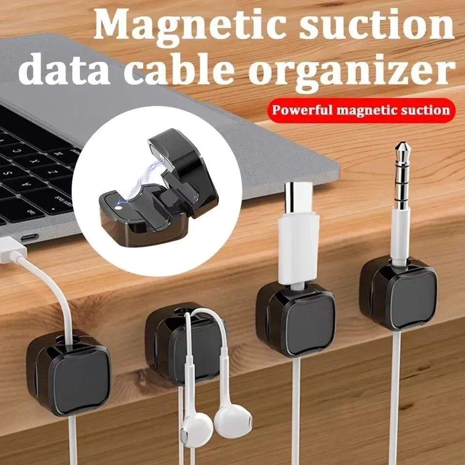 1/6Pcs Magnetic Cable Clip Cord Holder Adhesive Wire Holder Keeper Organizer for Home Office Under Desk Cable Management