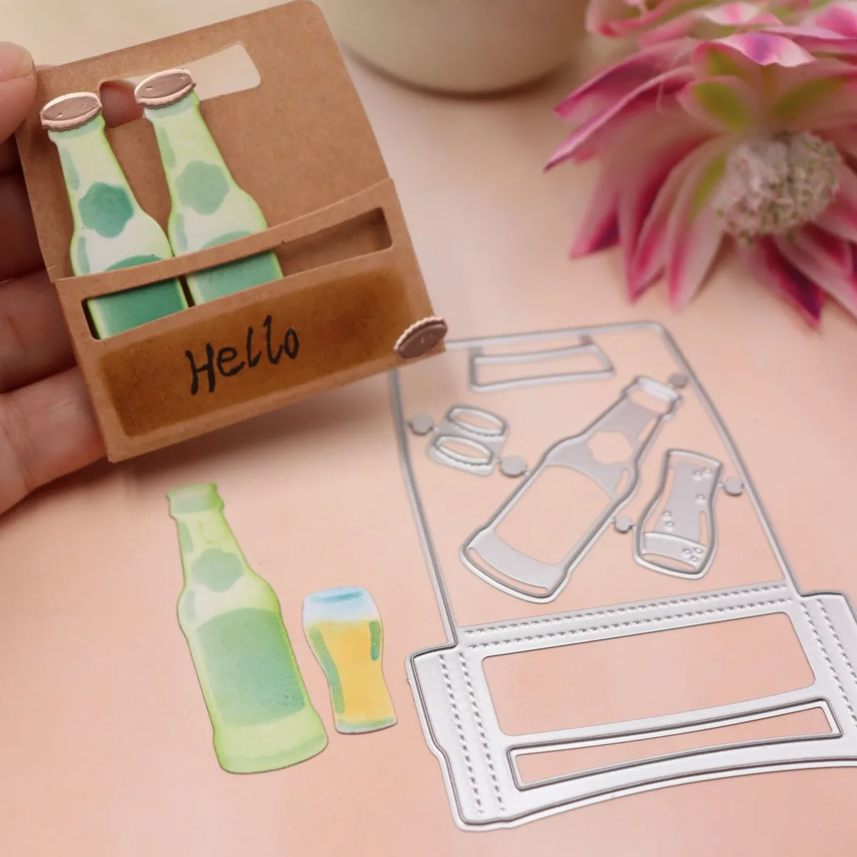 Troqueles de corte de metal con diseño de cerveza para álbum de recortes DIY, álbum de fotos, tarjetas de papel, manualidades decorativas y troqueles de grabado en relieve