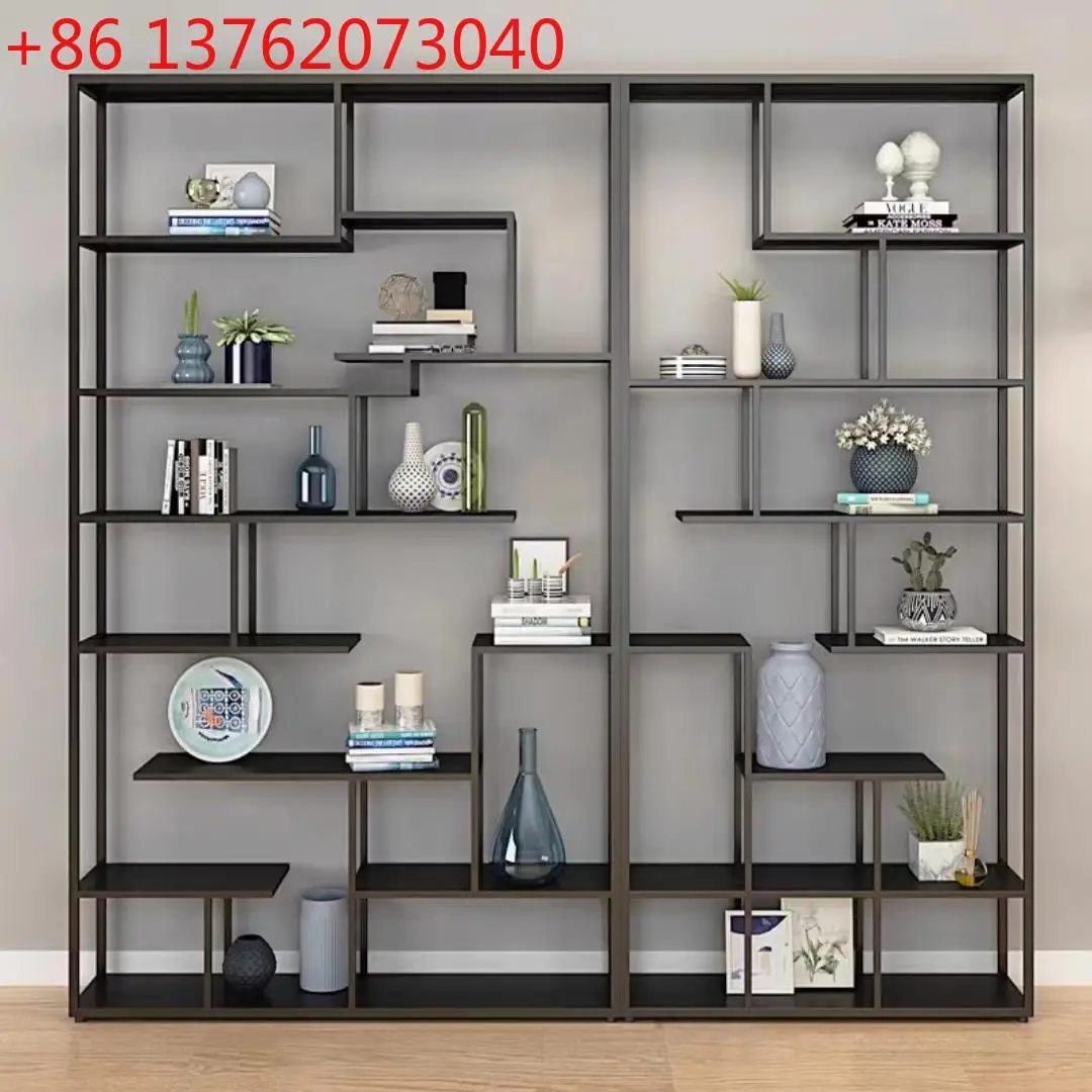 

Nordic wrought iron bookshelf shelf office creative bookcase simple modern living room partition floor storage shelf