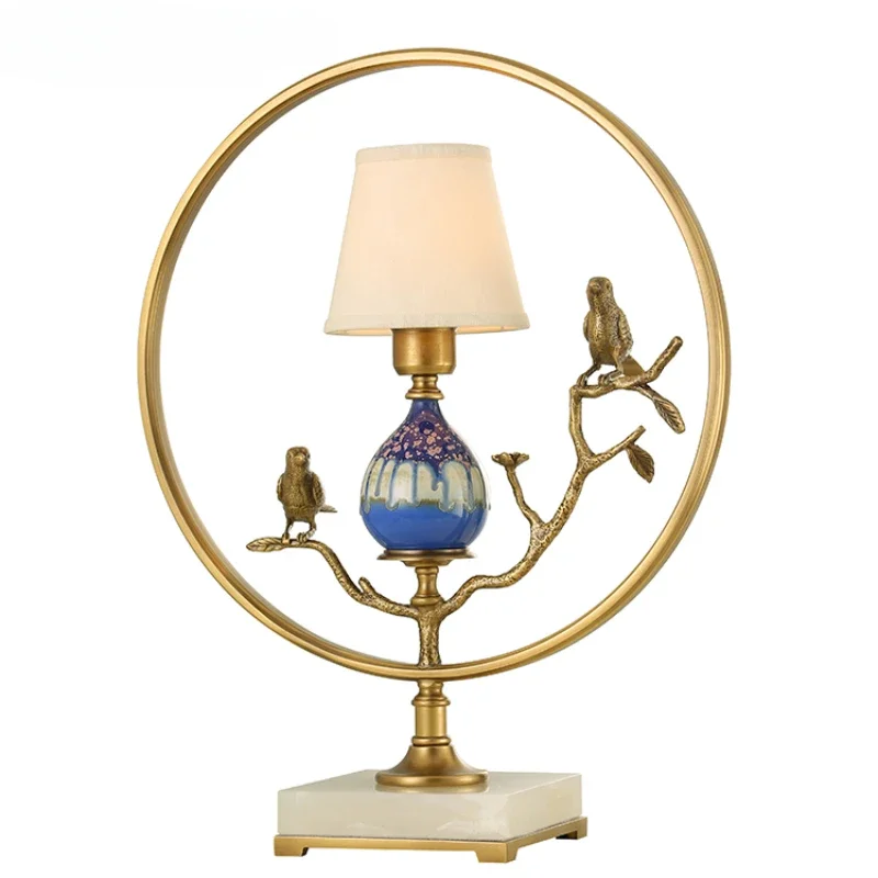 home decor table lamp modern bedroom study antique luxury brass marble Chinese style desk lamp