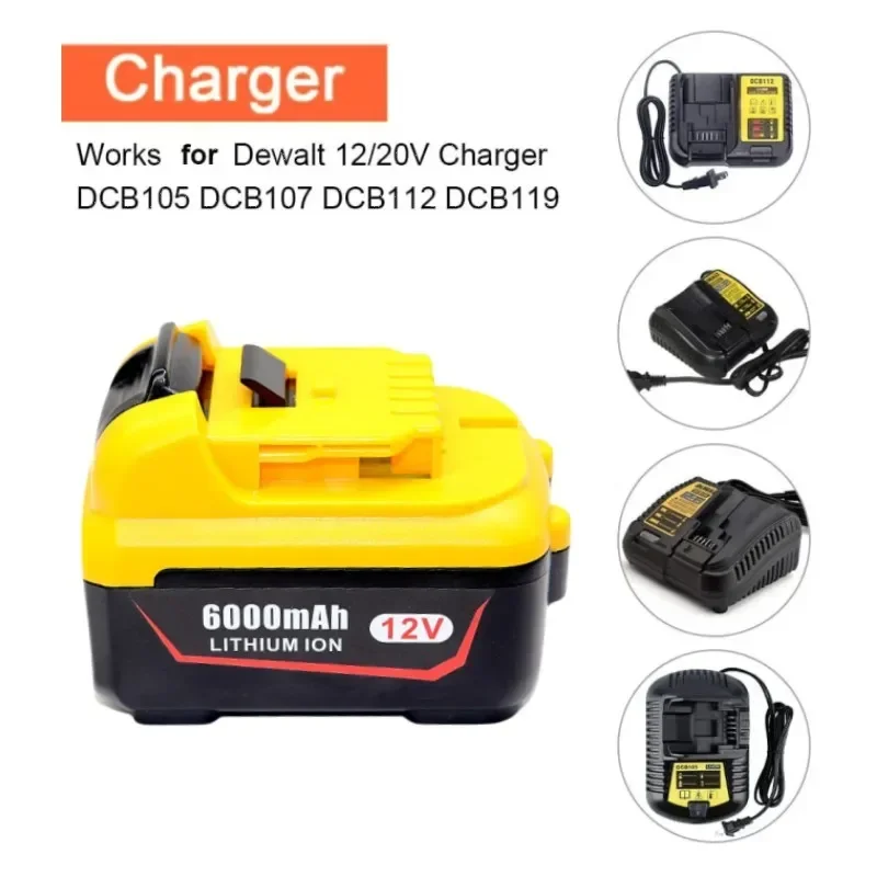 6.0Ah Replacement for Dewalt DCB120 Lithium-ion Batteries 12V 3Ah Battery DCB123 DCB125 DCB124 DCB122 DCD710 Power Tools Battery