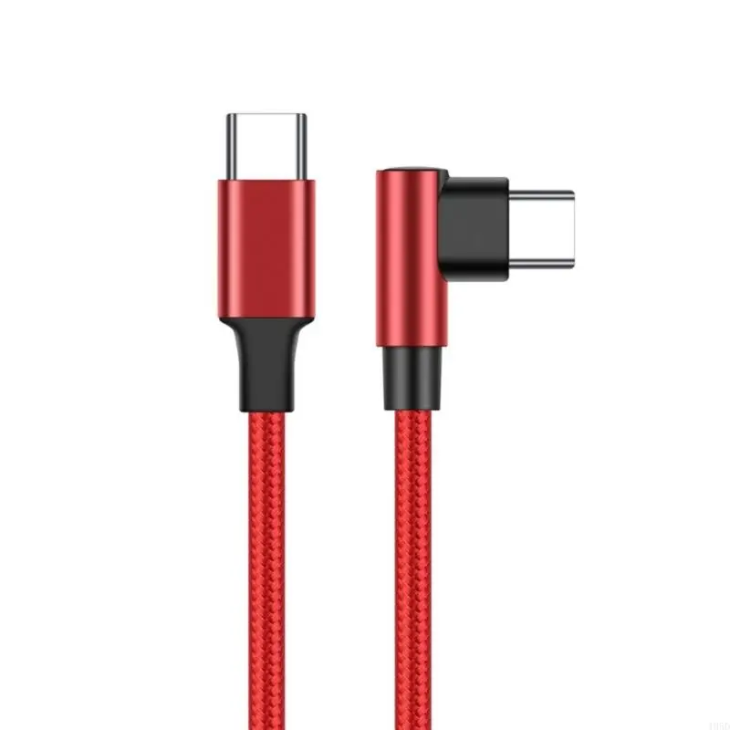 Premium 60W Type C To Type C Cable Right Angle Connector Nylon Braided For Fast Charging And Data Transfer Phones Laptops Device