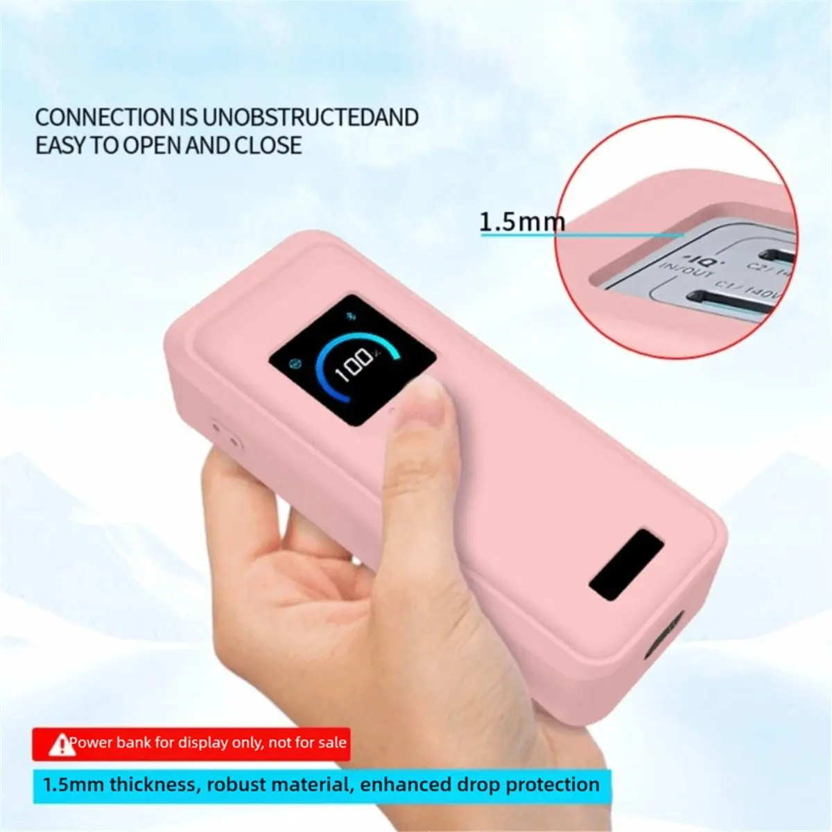 DT75BG Silicone Case Dustproof Protective Cover Protector Sleeve Shell for Prime Power Bank(26250mAh 300W) Pink