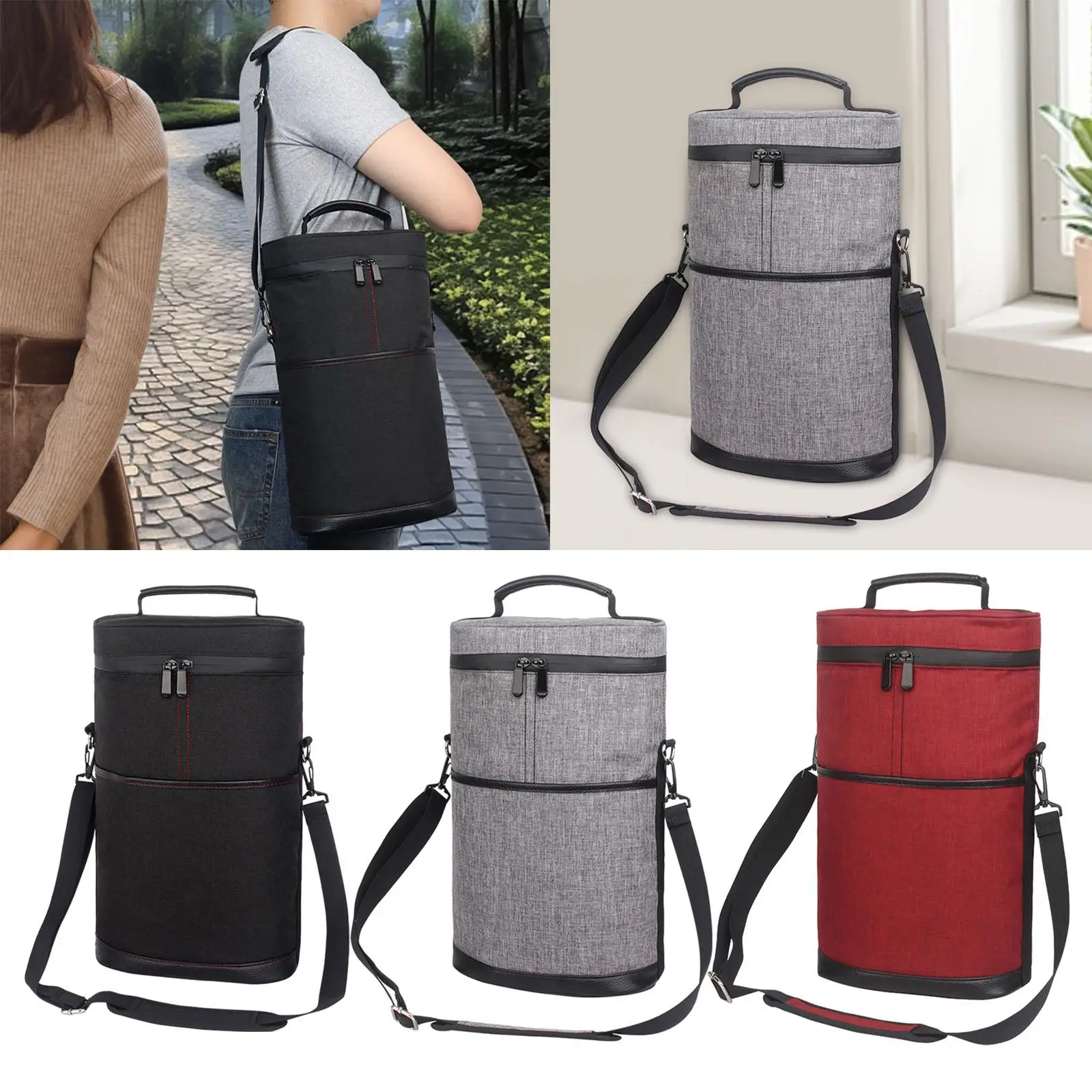 Insulated Cooler Bag Shoulder Bag Leakproof Large Capacity Reusable Thermal Lunch Bag for Lunch Camping Hiking Outdoor Work