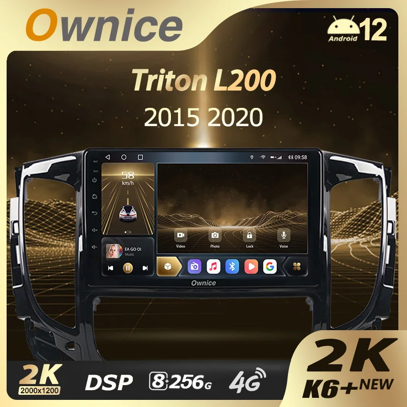 Ownice K6+ 2K for Mitsubishi Triton L200 2015 - 2020 Android 12.0 Car Radio Stereo 4G LTE 360 2din Auto Audio System 8G+256G