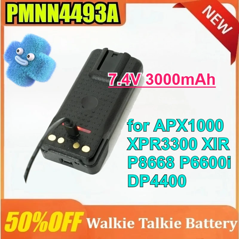 

3000mAh for Motorola PMNN4409 Battery Pack USB Type C Port for Walkie Talkie APX1000 XPR3300 XIR P8668 P6600i DP4400 HAM Radio