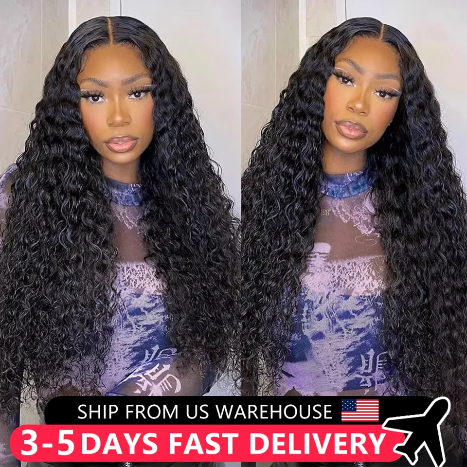 

Deep Wave Wigs Human Hair 13x6 HD Lace Front Human Hair Wig Pre Plucked Water Curly Remy Brazilian 200% 4x4 HD Lace Closure Wig