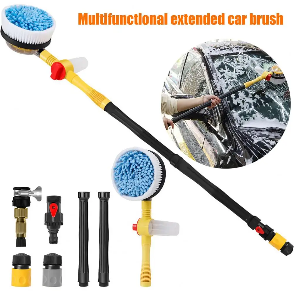 Microfiber Nylon Towel Car Brush Auto Rotating Car Wash Brush Kit with Long Handle 360 Degree Spin Mop for Effortless Foam