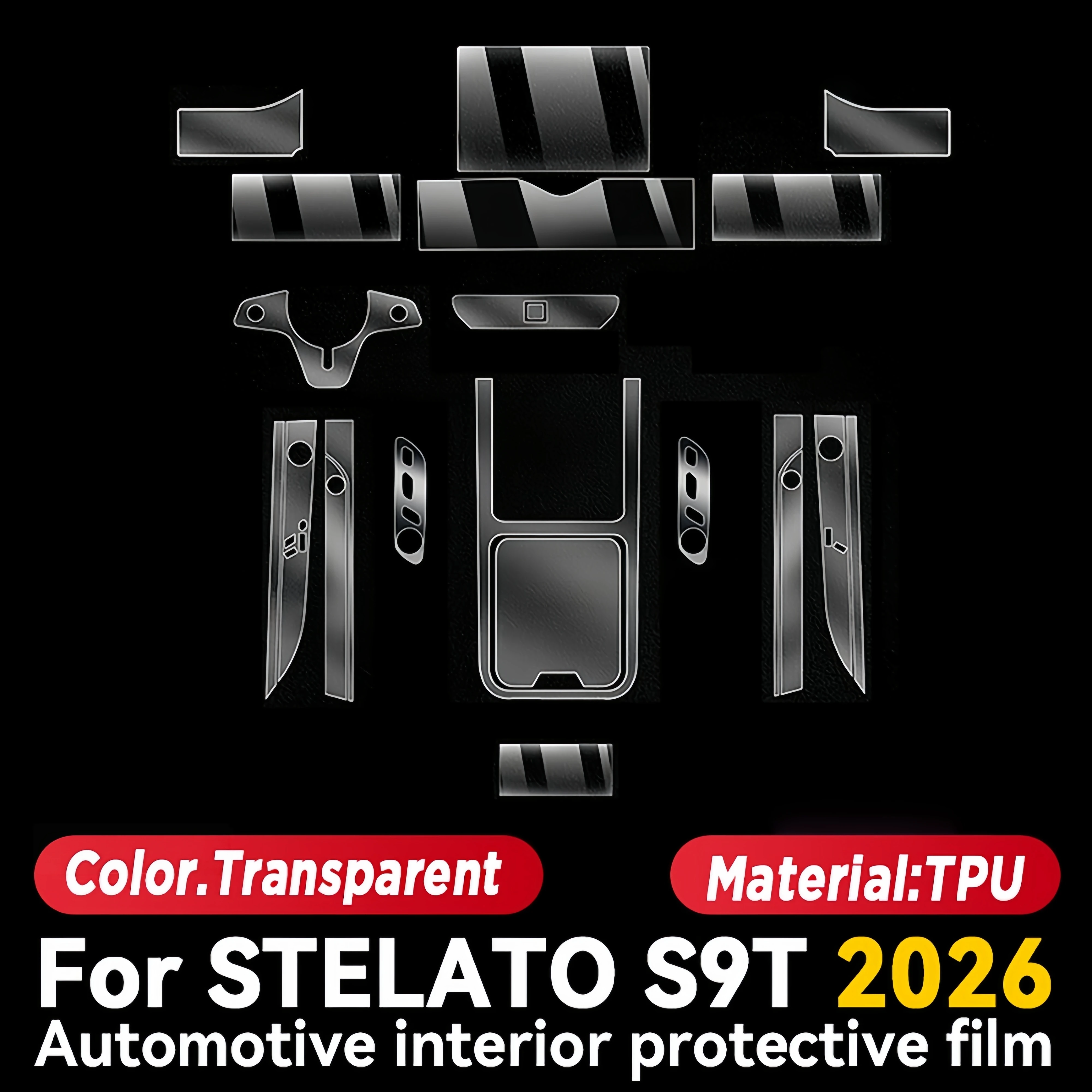 TPU For STELATO S9T 2026 Transparent Protective Film Car Interior Central Control Navigation Panel Accessories Sticker