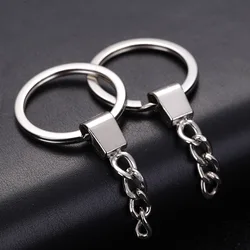 100pcs/lot Polished Silver Color 30mm Keyring Keychain Split Ring With Short Chain Key Rings Women Men DIY Key Chains Accessorie
