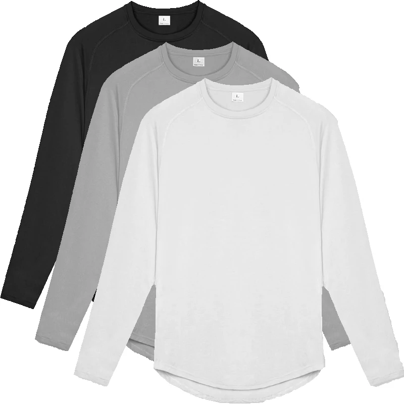 Plain Autumn Elasticity Tight Long Sleeve Quick Dry Shirts Mens Casual Fitness Sport T-Shirts Gym Bodybuilding Muscle Clothing