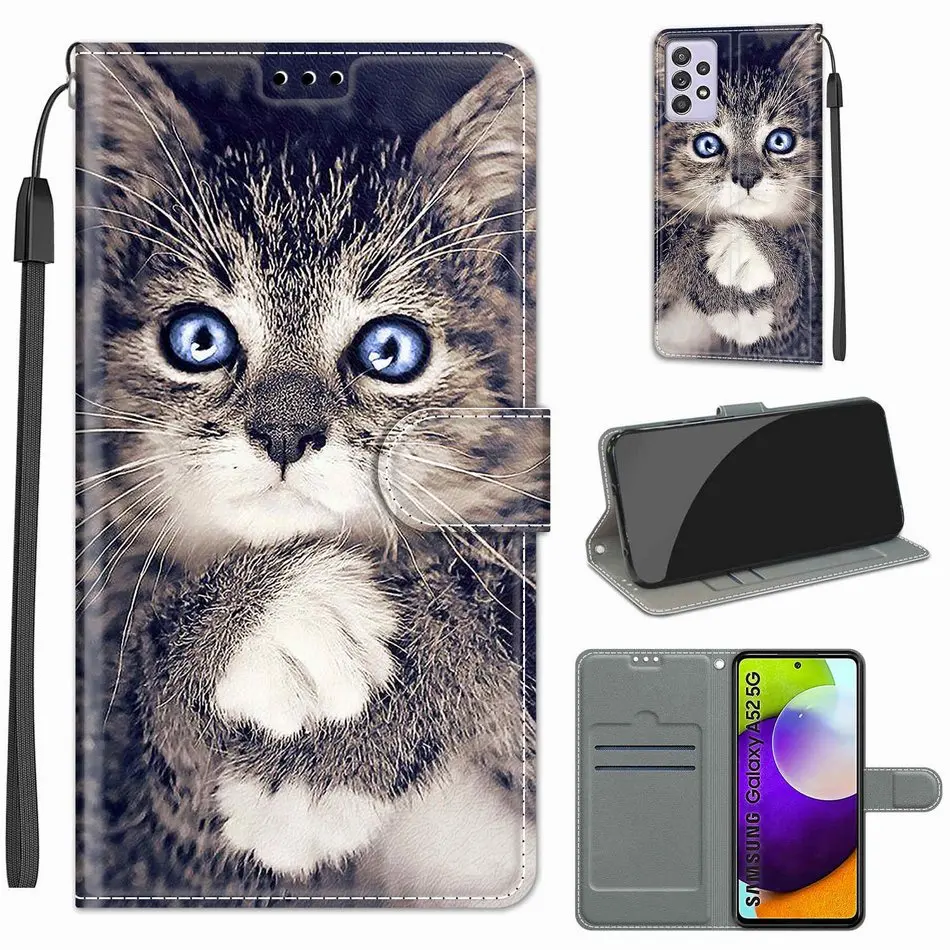 Ultra Thin Painted Phone Shell Wallet For Coque iPhone 11 12 13 Pro Max 14 Plus XR SE 2020 Cat Panda Flip Cases Book Cover D08G